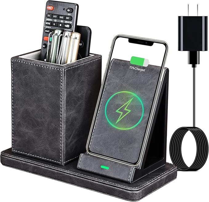 Wireless Charger with Desk Organizer, Wireless Charging Station by LADSTAG
