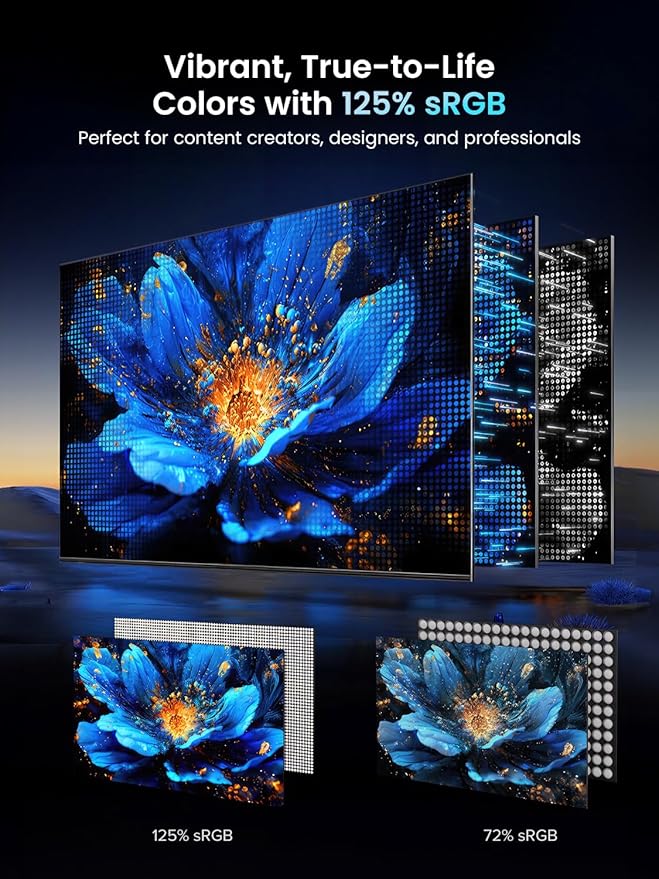 UPERFECT Portable Monitor 18.5-inch 120HZ 100% sRGB 1080P w/VESA & Stand 180° - Image 3