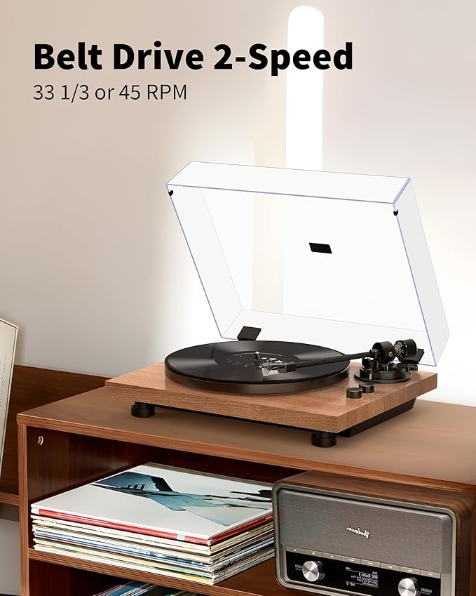 Turntable Vinyl Record Player Support Bluetooth Output Phono/Line Switch Pitch - Image 7