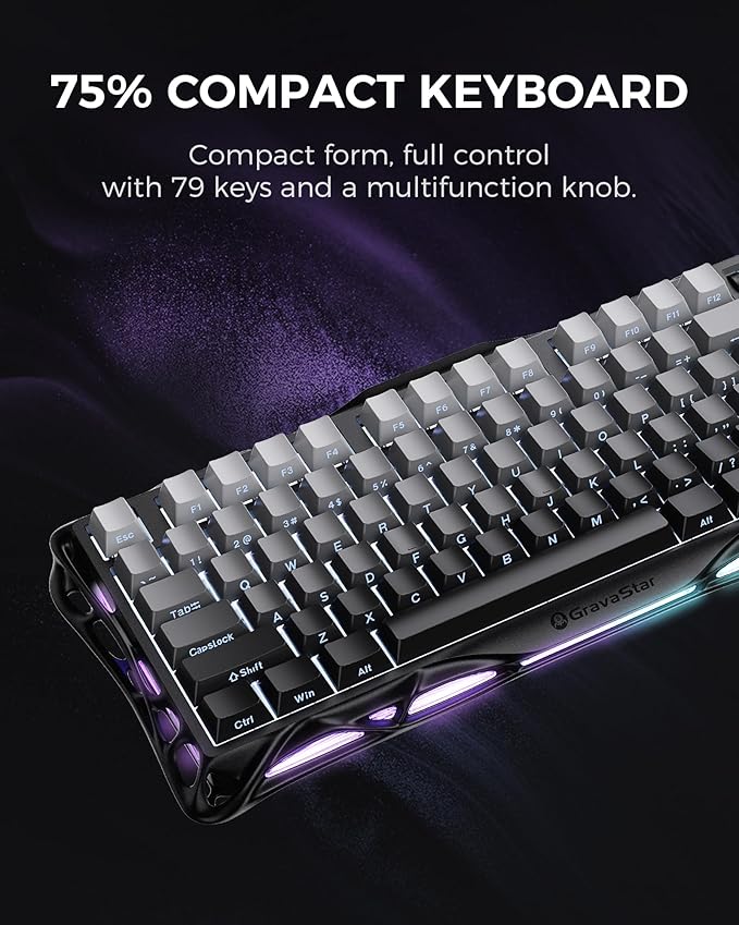 GravaStar Mercury K1 75% Wireless Mechanical Gaming Keyboard, Aluminum Alloy - Image 4