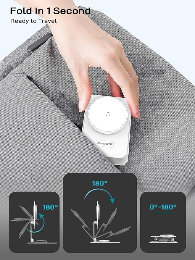 Compatible with MagSafe Charger, 15W MagSafe Charger Stand, 360°Rotation Base - Image 5