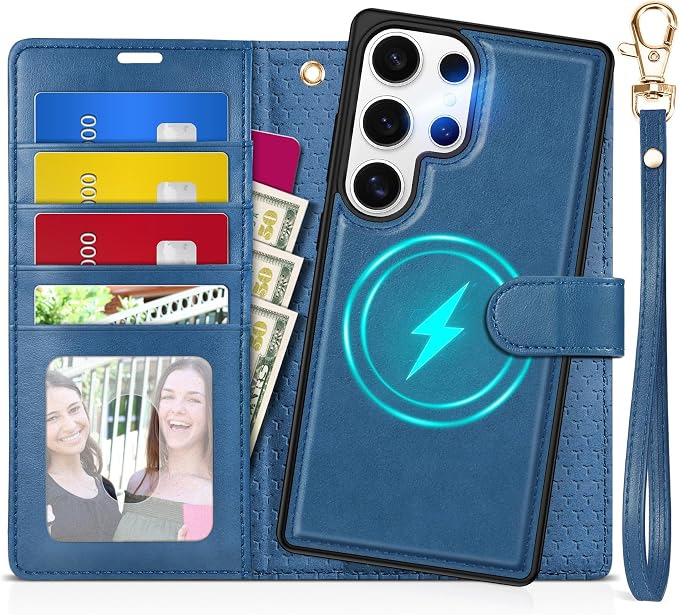 TUCCH Case Wallet for Galaxy S25 Ultra, Removable Wrist Strap PU Leather by TUCCH