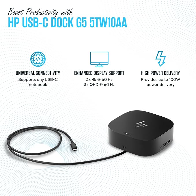Docking Station for Laptop Dual Monitor and Charging, 5TW10AA / 5TW10UT / - Image 3