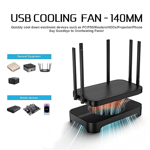 X3 USB Cooling Fan, 18dB Ultra Quiet 140mm USB PC Fan - Image 2