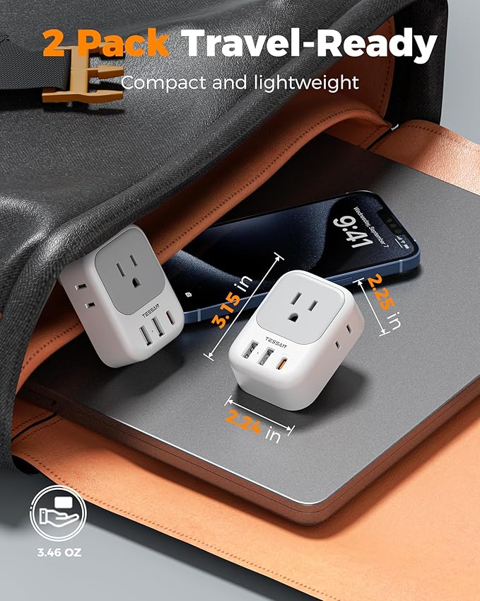 TESSAN 2 Prong to 3 Prong Outlet Adapter 2 Pack, US to Japan Plug Adapter - Image 5
