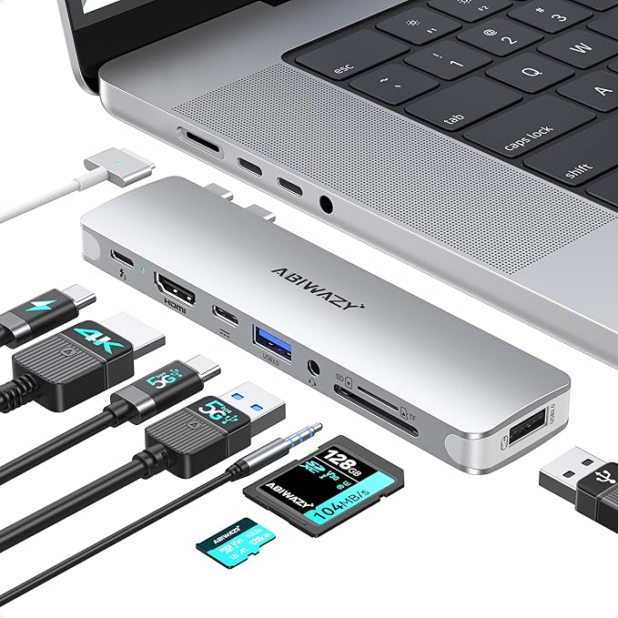 USB C Adapter HDMI USB Multiport Hub, 8 in 2 Accessories by ABIWAZY