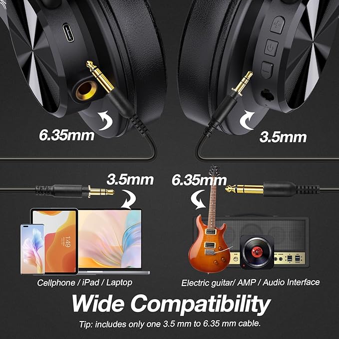 OneOdio A70 Bluetooth Over Ear Headphones, Wireless Headphones w/ 72H Playtime - Image 5