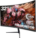 CRUA 32Inch Curved Gaming Monitor, FHD VA Screen 165Hz/200Hz, 1800R VA Screen by CRUA
