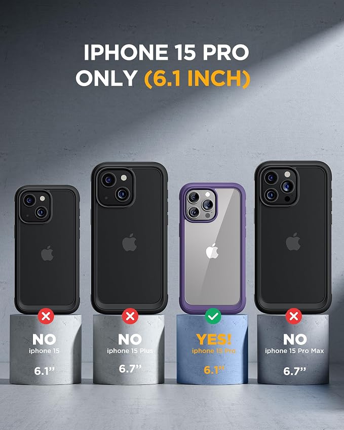 Miracase for iPhone 15 Pro Case Full-Body Built-in Glass Screen Protector& - Image 5