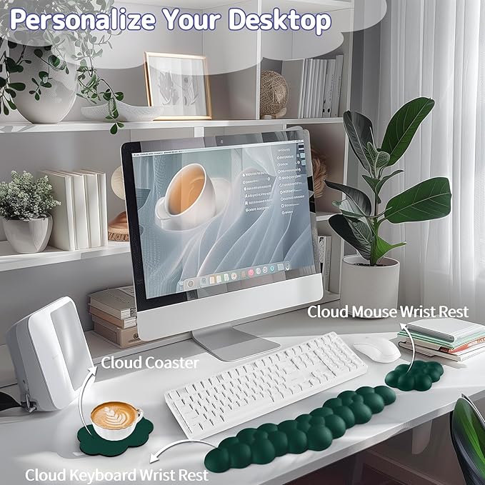 Cloud Wrist Rest for Keyboard and Mouse, Memory Foam PU Leather Keyboard Wrist - Image 2