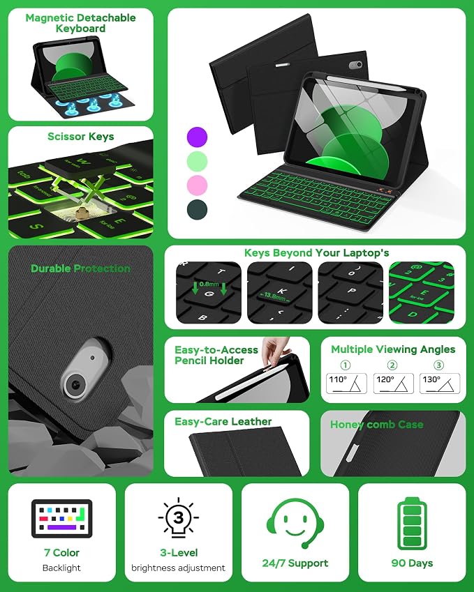 Folio Keyboard Case for iPad 10th Gen 10.9 inch and iPad 11th, Magnetic - Image 3
