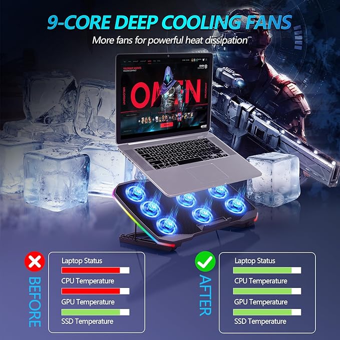 AIMIUZI Laptop Cooling Pad, Gaming Laptop Cooler - Image 2