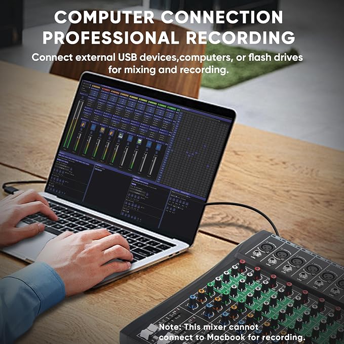 6 Channel Audio Mixer, Professional DJ Mixer Board Sound Music Mixing Console - Image 4