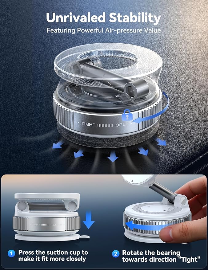 JOYROOM Vacuum Magnetic Car Phone Holder, Strongest Suction Cup 360° Adjustable - Image 4