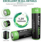 Solar Lights Batteries AA 1600mah High Capacity 1.2V Ni-MH Rechargeable AA - Image 2