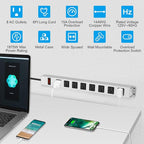 JUNNUJ Metal 8 Outlet Power Strip, Mountable Heavy Duty Power Strip, 1200J - Image 3