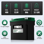 TYKOOL YTX14-BS-STD 400 CCA, Lithium LiFePO4 12v Motorcycle Battery, ATV Battery - Image 6