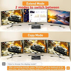 KVM Switch 3 Monitors 2 Computers 8K@60Hz/4K@144Hz, HDMI Displayport KVM - Image 4
