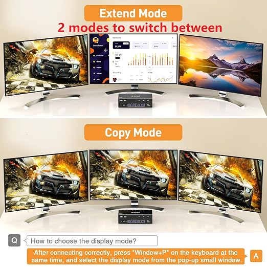 KVM Switch 3 Monitors 2 Computers 8K@60Hz/4K@144Hz, HDMI Displayport KVM - Image 4