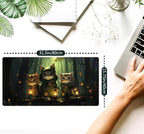 Forest Cats Desk Mat Anime Cat Desk Pad Cute, Kawaii Green Mouse Pad XXL - Image 2