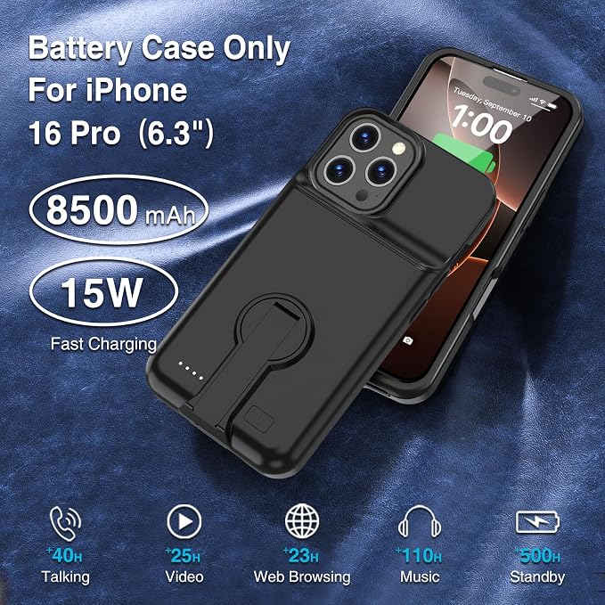 GIN FOXI Battery Case for iPhone 16 Pro, Charging Case - Image 3