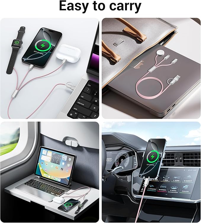 Temdan for Travel Vacation Essentials, 3 in 2 USB C Cable for Apple Watch - Image 7