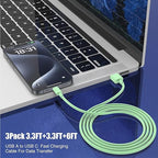 3-Pack Green USB A to USB C Cable，USB to USB C Car Carplay Cable - Image 4
