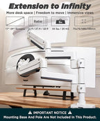 Heavy Duty Extension Arm Dual 49" Vertical Stacked Monitor Mount Height - Image 2