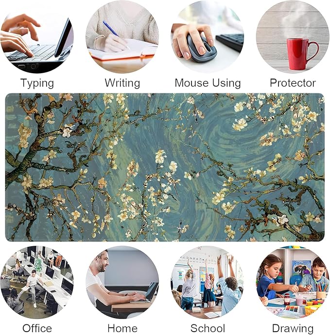 Almond Blossoms Large Mouse Pad, Gaming Keyboard Desk Pad, Extended Mouse Mat - Image 7