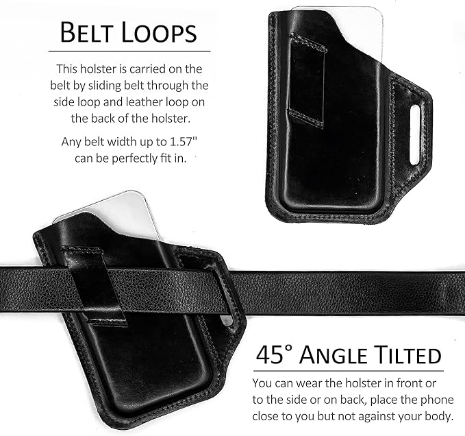 TobbinGear Leather Belt Phone Pouch, Leather Cell Phone Holster, Universal - Image 2