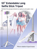Selfie Stick Tripod with 2 Light, 3 Light Modes & 6 Brightness Levels - Image 2