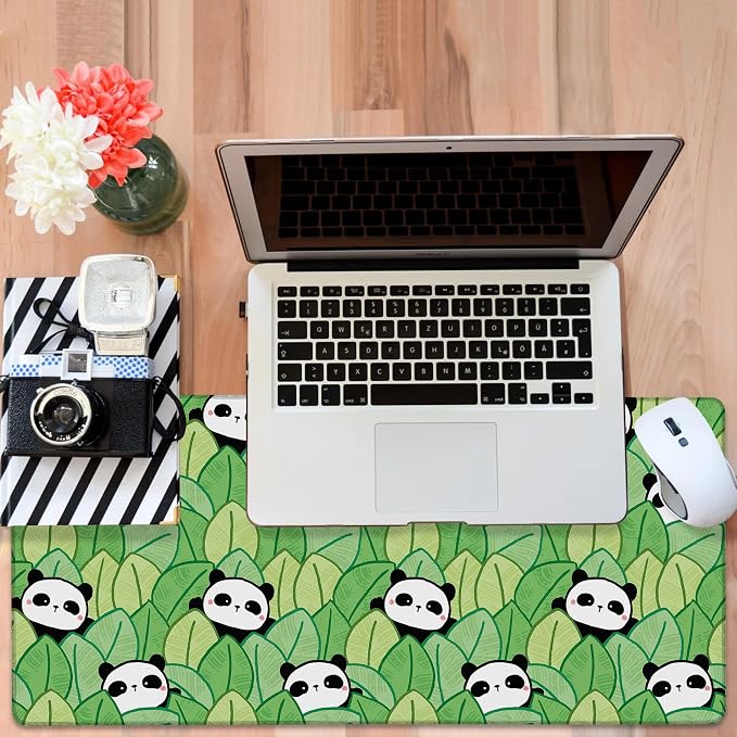 Panda and Leaves Gaming Mouse Pad 3mm Thick Stitched Edge Waterproof Non-Slip - Image 6