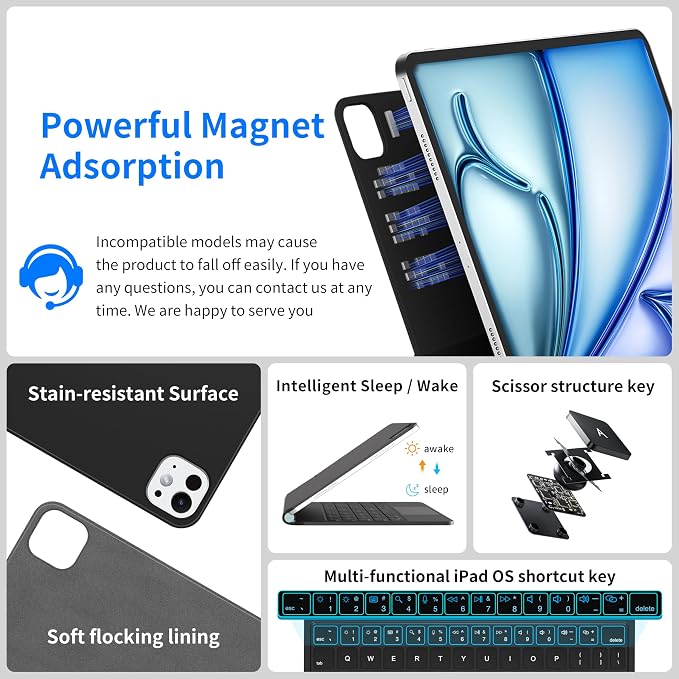 iPad Air 11 inch Case with Keyboard & iPad Pro 11 inch, Magic Keyboard - Image 4