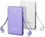 2-Pack 6000mah Ultra Slim Built in Cables Power Bank, Card Size Built in USB C by MIISSO
