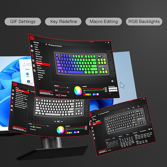 Redragon K743 PRO GB 80% Gasket RGB Gaming Keyboard w/Hype 1.14’’ TFT Screen & - Image 8