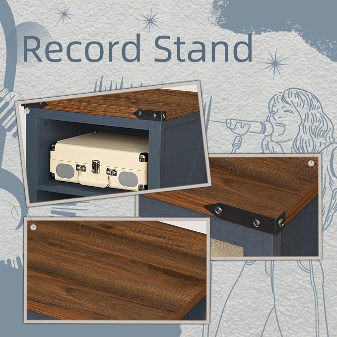 Record Player Stand with Vinyl Record Storage Holds up to 160 Albums, Large - Image 6