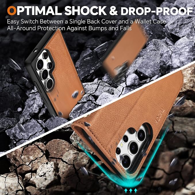 TUCCH Wallet Case for Galaxy S25 Ultra, Removable 2 in 1 RFID Blocking Wrist - Image 7