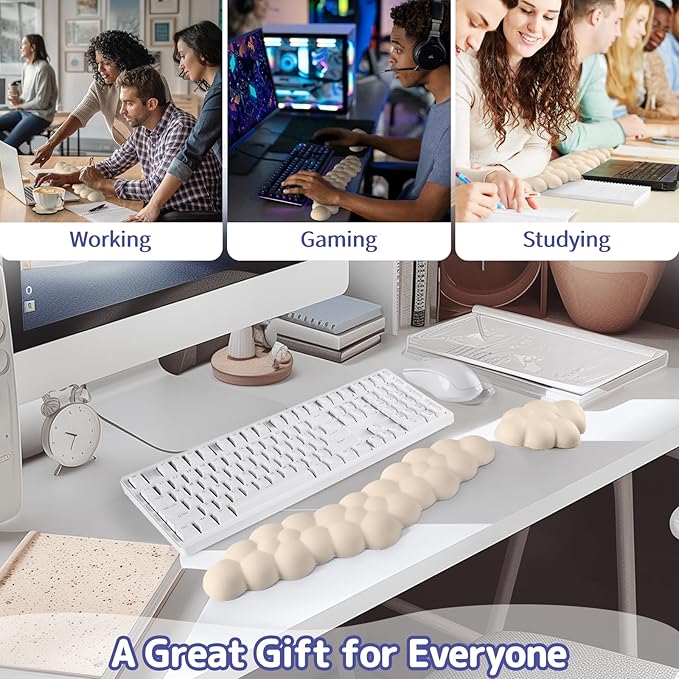 Cloud Wrist Rest for Keyboard and Mouse, Memory Foam PU Leather Keyboard Wrist - Image 6