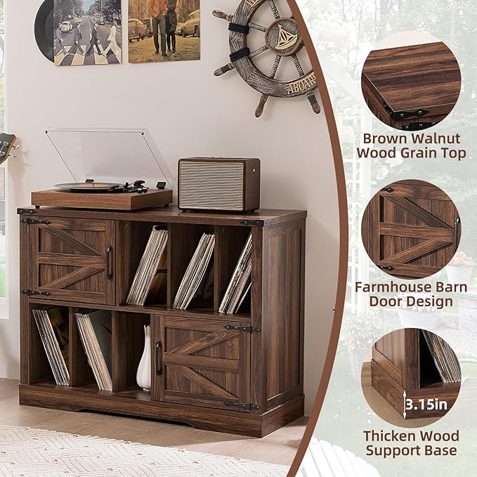 Large Record Player Stand with Vinyl Storage Up to 450 Albums, 39 Inch - Image 6