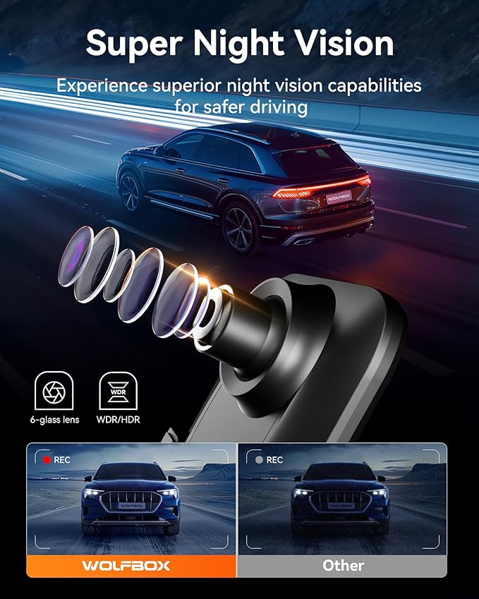 WOLFBOX 12" 4K Rear View Mirror Camera - Image 5
