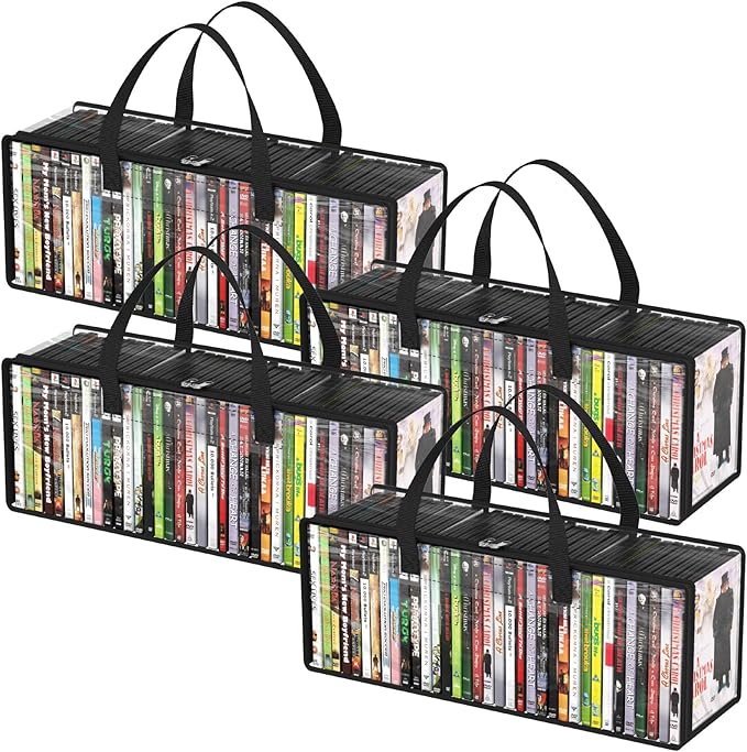 Lifewit DVD Storage Bags, Front Window Zipper Design, Stackable Media Organizer by Lifewit