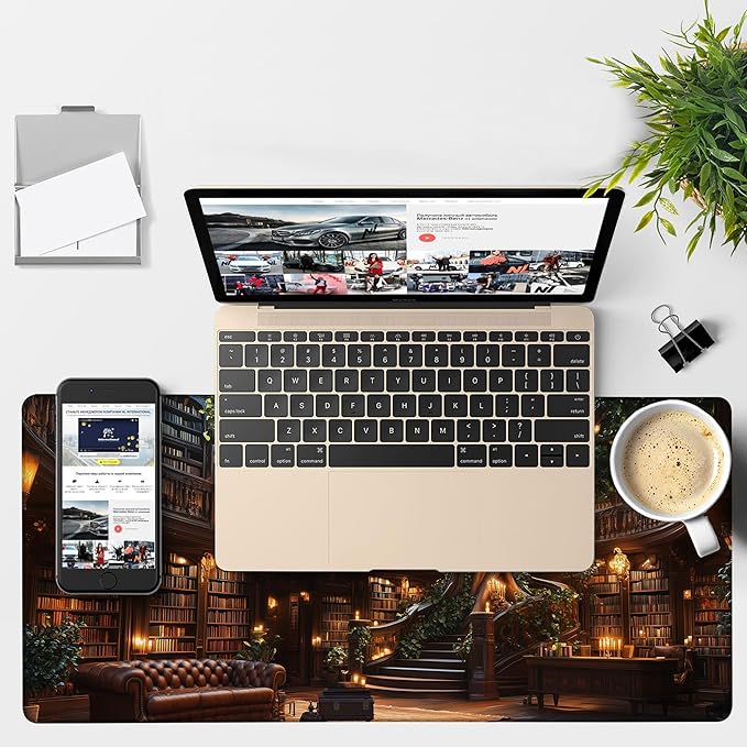 Large Mouse Pad Old Library Gaming Desk Pad Computer Keyboard Non-Slip - Image 4