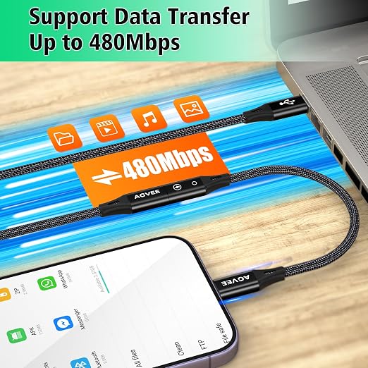 AGVEE 2 Pack 4 inch Lightning Female to USB C Male PD Adapter, 27W Fast Charger - Image 4