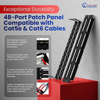 NewYork Cables 48 Port Cat6 Patch Panel – 10Gb Ethernet, 2U Rackmount 19-Inch - Image 4