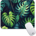 Square Mouse Pad Green Leaves, Personalized Premium-Textured Custom Mouse Mat by Armanza