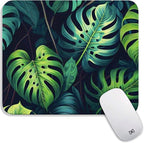 Square Mouse Pad Green Leaves, Personalized Premium-Textured Custom Mouse Mat by Armanza