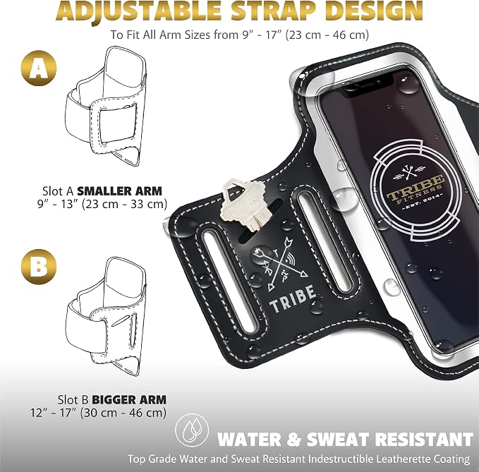 TRIBE Running Phone Holder Armband. iPhone & Galaxy Cell Phone Sports Arm Bands - Image 5