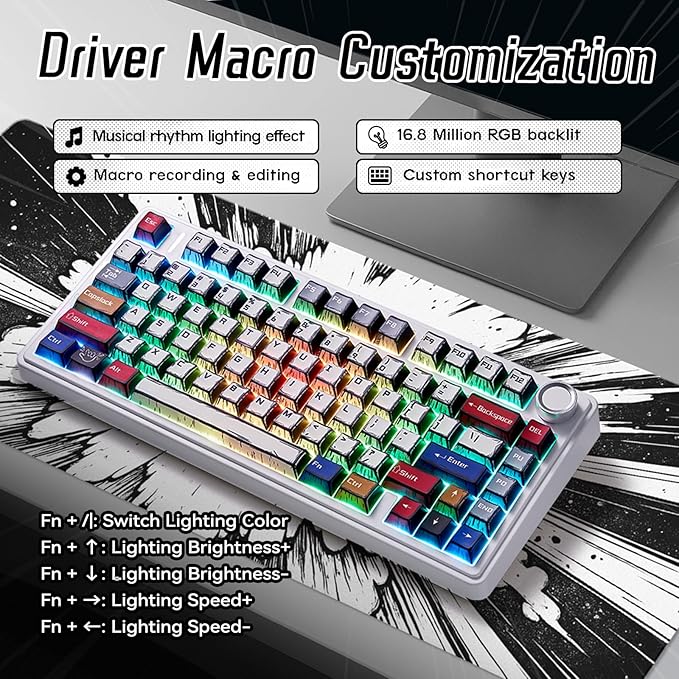 Aula F75 Wireless Mechanical Keyboard, Creamy Keyboard - Image 7