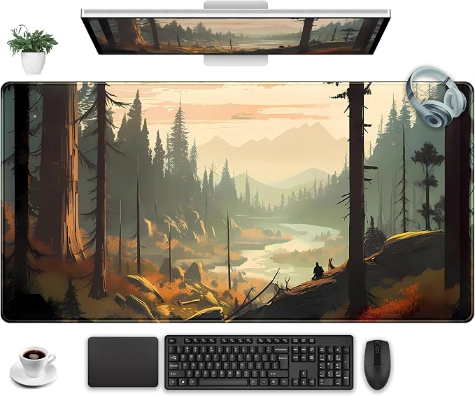 Desk Mat Gaming Desk Pad Valleys, Forest Mouse Pad XXL Extended Large Mouse and by Unknown