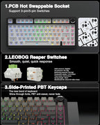 AULA F75 Pro Wireless Mechanical Keyboard, 75% Hot Swappable Custom Keyboard - Image 5